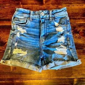 American Eagle Next Level Stretch High Rise Distressed Denim Short